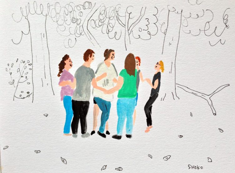 Illustrations of Woodland Laughter by Shoko Kimura Laughing in Nature with our London Laughter Club